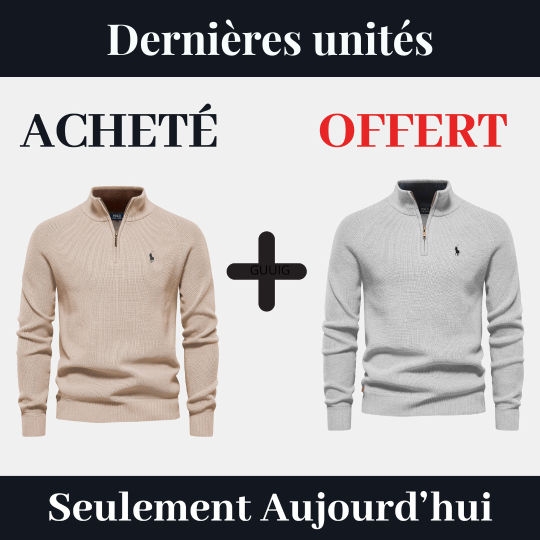 Pull Col Zippé R&L 1+1 (DÉSTOCKAGE)