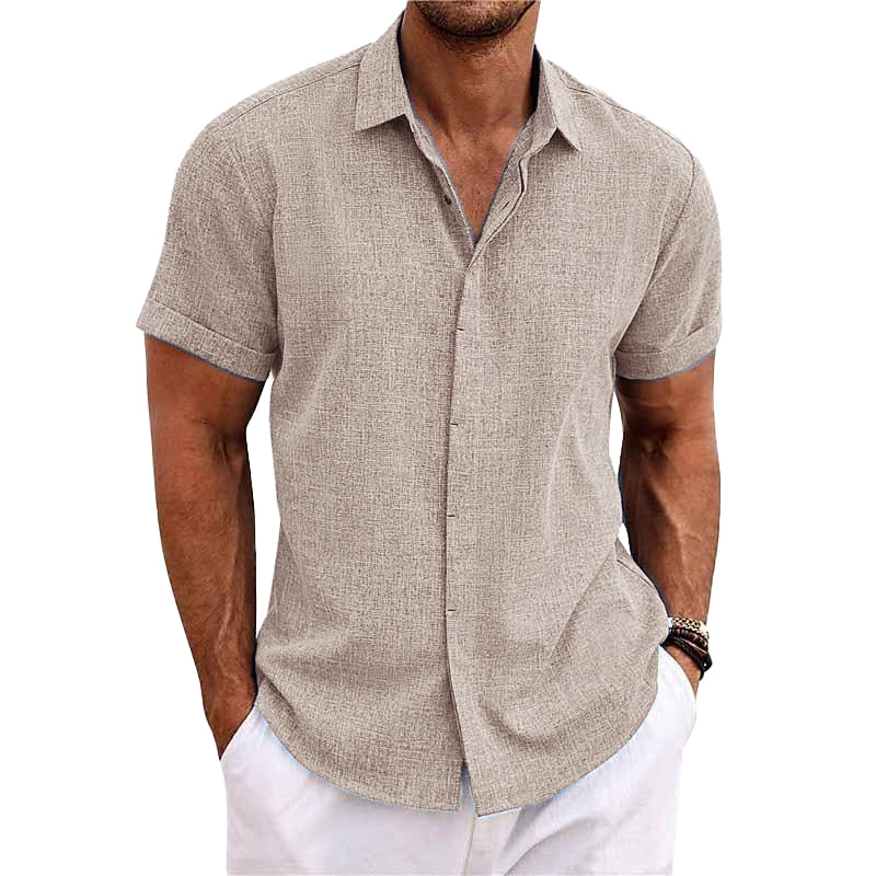 Melchior | Chemise col à revers en lin et coton pour hommes