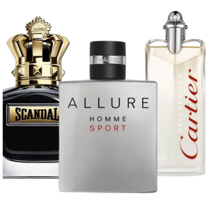 3 Parfums Allure Homme Sport, Scandal Jean Paul Gaultier & Cartier Déclaration (PAYEZ 1 OBTENEZ 3)
